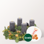 Anthrazitfarbener Adventskranz (Ø 30 cm) mit Ferrero Giotto 3er