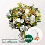 Blumenstrauß Winterleuchten mit Vase & Ferrero Giotto 3er