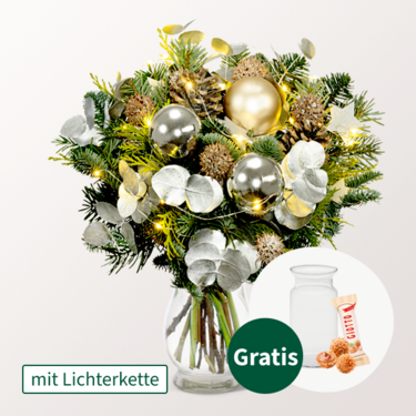 Blumenstrauß Winterleuchten mit Vase & Ferrero Giotto 3er