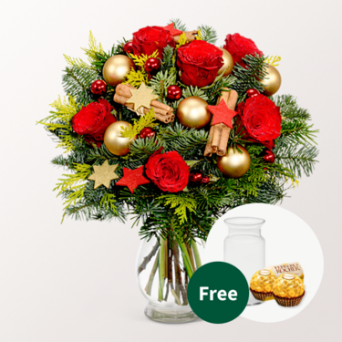 Flower Bouquet Weihnachtsmix with vase & 2 Ferrero Rocher