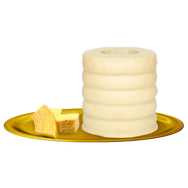 Baumkuchen mit weißer Edel-Vollmilchkuvertüre