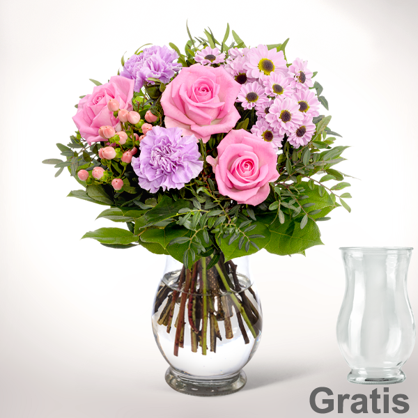 Blumenstrauß Freude mit Vase - Blumen online verschicken auf FloraPrima.de