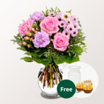 Flower Bouquet Freude with vase & 2 Ferrero Rocher