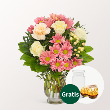 Blumenstrauß Frühlingsmorgen mit Vase & 2 Ferrero Rocher