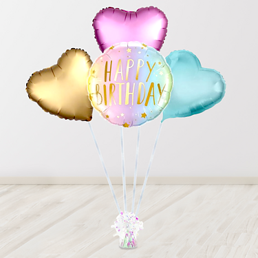 Heliumballon-Geschenk „Happy Birthday“ Rainbow Pastell Set