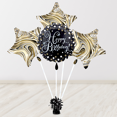 Heliumballon-Geschenk „Happy Birthday“ Sparkling Silver