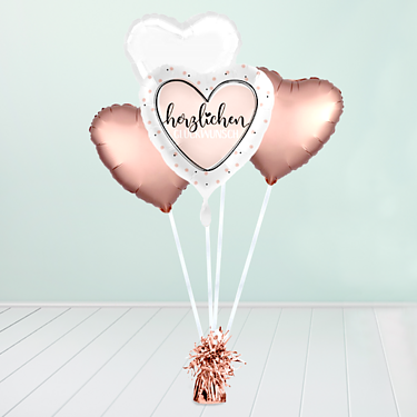 Heliumballon-Geschenk „Herzlichen Glückwunsch“ Roségold