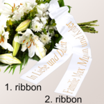 White Mourning Bow with 2 ribbons