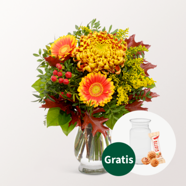 Blumenstrauß Herbstsymphonie mit Vase & Ferrero Giotto 3er