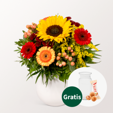 Blumenstrauß Herbstfest mit Vase & Ferrero Giotto 3er