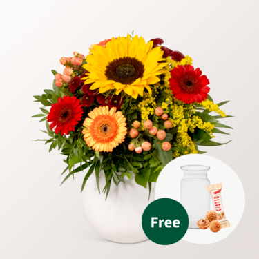 Flower Bouquet Herbstfest with vase & 3 Ferrero Giotto