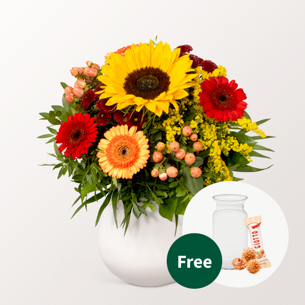 Flower Bouquet Herbstfest with vase & 3 Ferrero Giotto