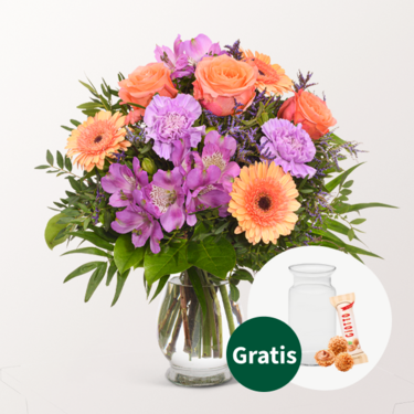 Blumenstrauß Herbstlaune mit Vase & Ferrero Giotto 3er