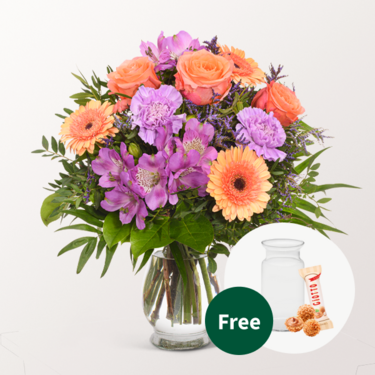 Flower Bouquet Herbstlaune with vase & 3 Ferrero Giotto