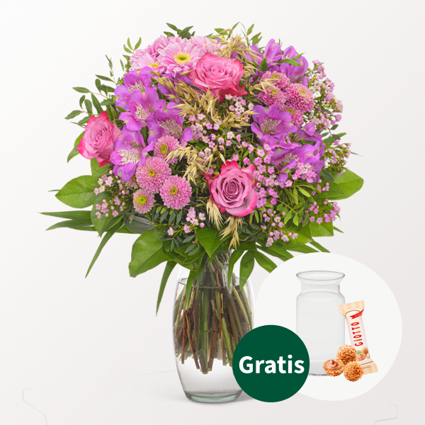 Blumenstrauß Herbstfrisch mit Vase & Ferrero Giotto 3er