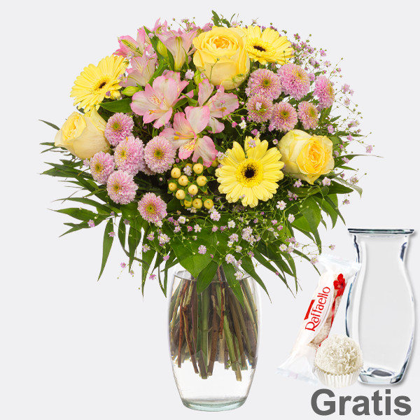 blumenstrauß lust auf herbst mit vase ferrero raffaello blumen