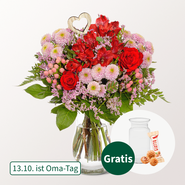 Herbststrauß für Oma mit Vase & Ferrero Giotto 3er