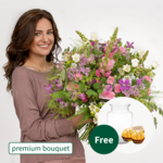 Premium Bouquet Helena with premium vase & 2 Ferrero Rocher