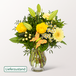 Danke-Set mit Blumenstrauß, Merci Schokolade, Grußkarte sowie mit Vase