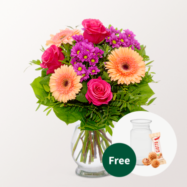 Flower Bouquet Sommerliebe with vase & 3 Ferrero Giotto