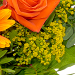 Blumenstrauß Sommerglühen mit Vase & 2 Ferrero Rocher