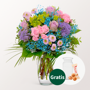 Blumenstrauß Blütenmelodie mit Vase & Ferrero Giotto 3er