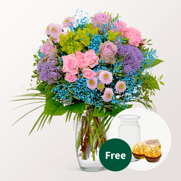 Flower Bouquet Blütenmelodie with vase & 2 Ferrero Rocher