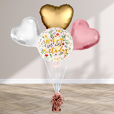 Heliumballon-Geschenk „Happy Birthday“ Boho Flower