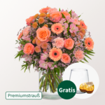 Premiumstrauß Blütenliebe mit Premiumvase