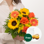 Flower Bouquet Sonnenbad with vase & 2 Ferrero Rocher