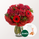 Blumenstrauß Charme mit Vase & Ferrero Giotto 3er