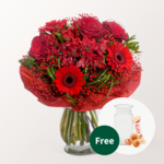 Flower Bouquet Charme with vase & 3 Ferrero Giotto