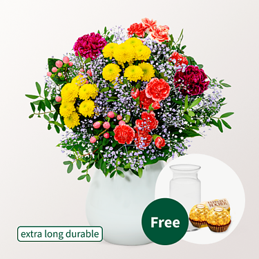 Flower Bouquet Blütenfreude with vase & 2 Ferrero Rocher