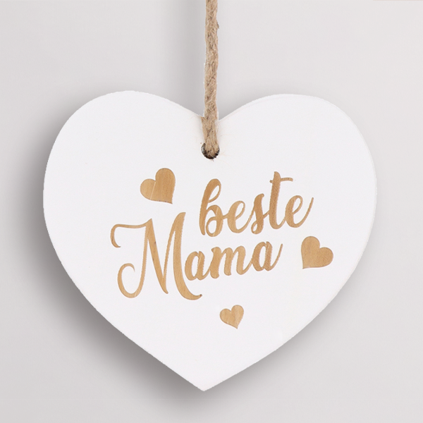 Heart wooden pendant best mom (12,5 cm)