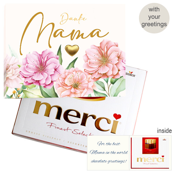 Personal greeting card with Merci: „Danke Mama“ (250 g)