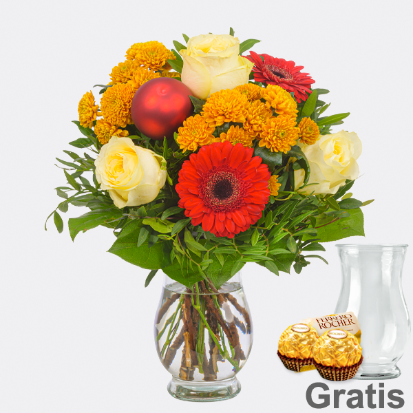 Blumen zu Weihnachten verschicken mit gratis Vase FloraPrima.de