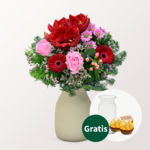 Blumenstrauß Winterglühen mit Vase & 2 Ferrero Rocher