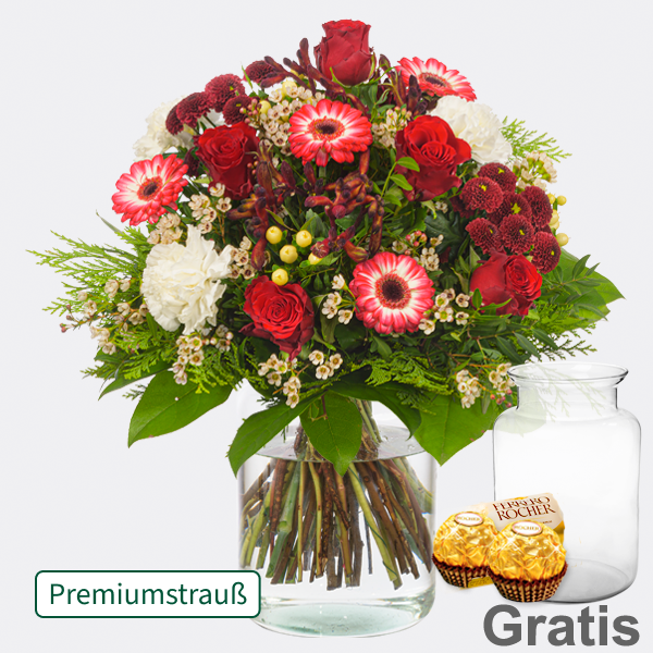 Blumen zu Weihnachten verschicken mit gratis Vase FloraPrima.de