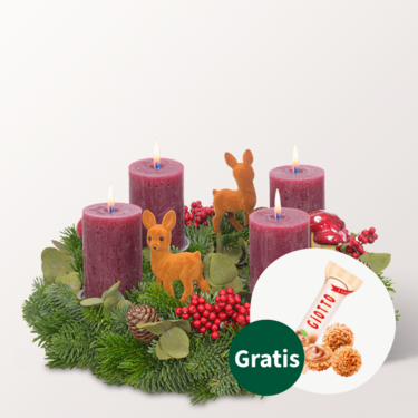 Adventskranz Winter Berry (Ø 30 cm) mit Ferrero Giotto 3er