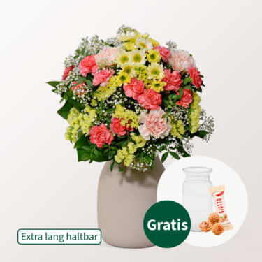 Blumenstrauß Sommergedicht mit Vase & Ferrero Giotto 3er