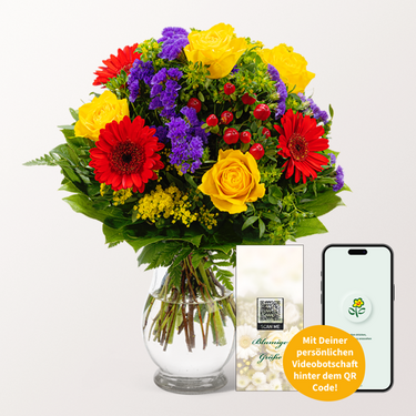 Flower Bouquet Blütenfee with vase & 3 Ferrero Giotto