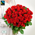 Bunch of 50 red Fairtrade roses