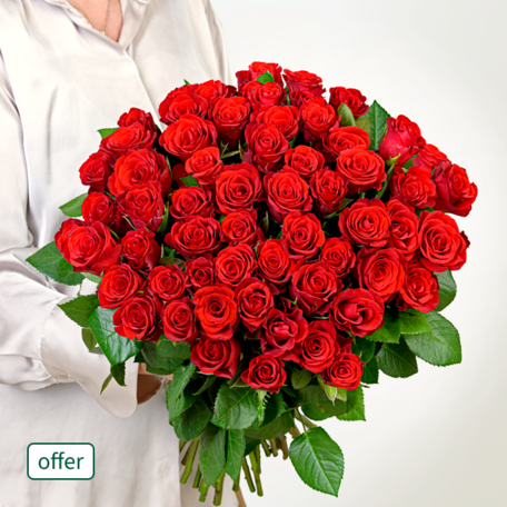 Bunch of 50 red Fairtrade roses