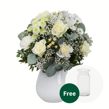 Sympathy Bouquet in white with vase