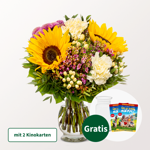 Blumenstrauß Herzenswärme mit 2 Kinokarten & Vase