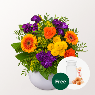 Flower Bouquet Goldener Herbst with vase & 3 Ferrero Giotto