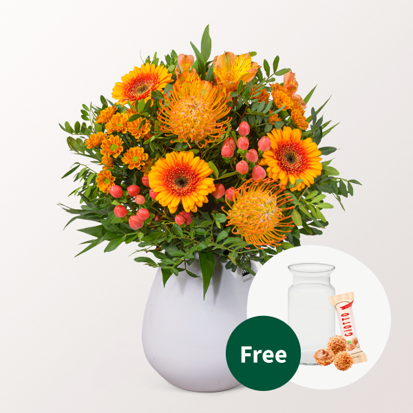 Flower Bouquet Herbsttraum with vase & 3 Ferrero Giotto