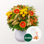 Blumenstrauß Landpartie mit Vase & Ferrero Giotto 3er