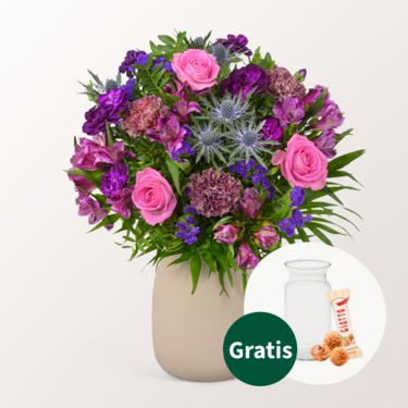 Blumenstrauß Blütenstar mit Vase & Ferrero Giotto 3er