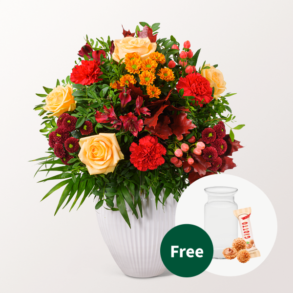 Flower Bouquet Danke with vase & 3 Ferrero Giotto